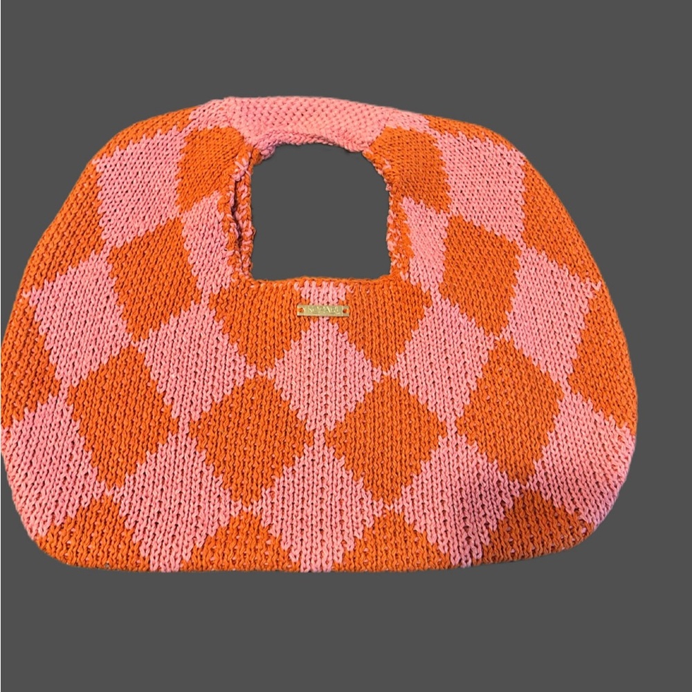 Kopari Pink and Orange Argyle Shoulder Bag